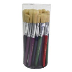 Image for School Smart Stubby Ox Hair Paint Brushes, Assorted Colors and Sizes, Set of 36 from School Specialty