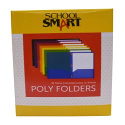 Image for School Smart 2-Pocket Poly Folders with Fasteners, Assorted Colors, Pack of 36 from School Specialty