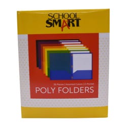 School Smart 2-Pocket Poly Folders with Fasteners, Assorted Colors, Pack of 36 Item Number 2019641