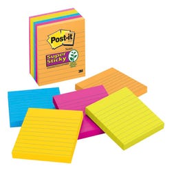 Image for Post-it Super Sticky Lined Notes, 4 x 4 Inches, Energy Boost Colors, Pack of 6 from School Specialty
