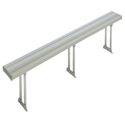 National Recreational Systems Aluminum Portable Double Wide Bench without Backrest, Square Tube and Angle Leg, 15 Feet, Item Number 2107348