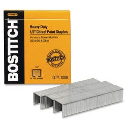 Image for Stanley Bostitch Chisel Point Heavy Duty Staple, 1/2 Inch Crown, 1/2 Inch Leg, 55 - 85 Sheets, High Carbon Steel, Pack of 1000 from School Specialty