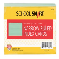 Image for School Smart Ruled Index Cards, 3 x 5 Inches, Green, Pack of 100 from School Specialty