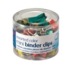 Image for Officemate Binder Clips, Mini, 1/4 Inch Capacity, Assorted Colors, Pack of 60 from School Specialty