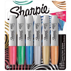 Sharpie Metallic Permanent Markers, Chisel Tips, Assorted Colors, Set of 6 Item Number 2047938