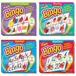 Image for Trend Enterprises Early Language Assorted Shape Bingo Game Set, Assorted Color, 4+ Years, Set of 4 from School Specialty