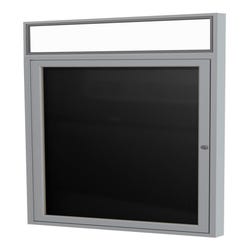 Image for Ghent 1 Door Outdoor Enclosed Vinyl Letter Board with Satin Aluminum Illuminated Headliner Frame, 3 feet x 2 feet, Black from School Specialty