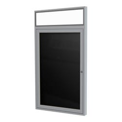 Image for Ghent 2 Door Outdoor Enclosed Vinyl Letter Board with Satin Aluminum Illuminated Headliner Frame, 3 x 5 feet, Black from School Specialty