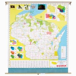 Image for Nystrom Wisconsin Pull Down Roller Classroom Map, 51 x 68 Inches from School Specialty