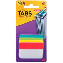 Post-it Filing Tabs, 2 Inches, Angled, Assorted Bright Colors, Pack of 24, Item Number 2099550
