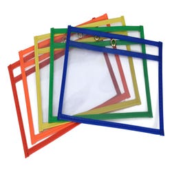 Image for School Smart Reusable Dry Erase Pocket Sleeves, 6 x 9 Inches, Assorted, Set of 10 from School Specialty