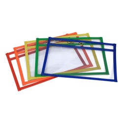 School Smart Reusable Dry Erase Pocket Sleeves, 6 x 9 Inches, Assorted, Set of 10 Item Number 2007030