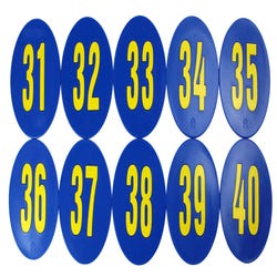 Image for Poly Enterprises Numbered 31 to 40 Spots, 9 Inches, Poly Molded Vinyl, Blue, Set of 10 from School Specialty