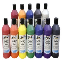 Image for Sax Heavy Body Acrylic Paint, 1 Pint Bottles, Assorted Colors, Set of 12 from School Specialty
