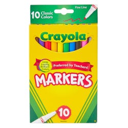 Image for Crayola Markers, Fine Line, Assorted Classic Colors, Set of 10 from School Specialty