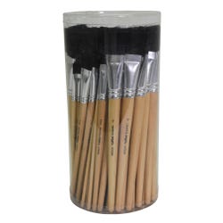 Image for School Smart Black Bristle Paint Brushes, Short Handle, Assorted Sizes, Set of 72 from School Specialty