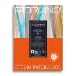 Fabriano Studio Watercolor Hot Press Pad, 9 x 12 Inches, 140 lb, 12 sheets Item Number 1593740