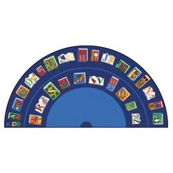 Image for Carpets for Kids Reading by The Book Carpet, 6 Feet 8 Inches x 13 Feet 4 Inches, Semi-Circle, Multicolored from School Specialty