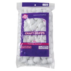 Image for Creativity Street Cotton Decorated Craft Fluff Ball, White, Pack of 100 from School Specialty