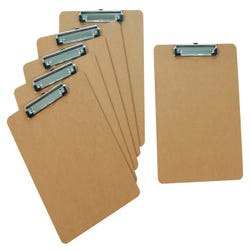 Image for School Smart Masonite Clipboard, 9 x 12-1/2 Inches, Low Profile Clip, Letter Size, Brown, Pack of 6 from School Specialty