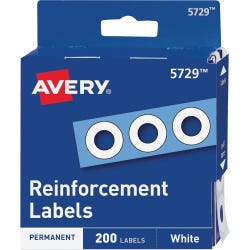 Image for Avery Self-Adhesive Reinforcement Label Ring, 1/4 Inches, White, Pack of 200 from School Specialty