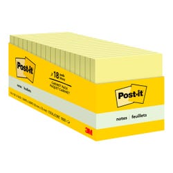 Image for Post-it Original Notes Cabinet Pack, 3 x 3 Inches, Canary Yellow, Pad of 100 Sheets, Pack of 18 from School Specialty