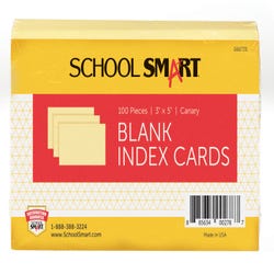 Image for School Smart Blank Plain Index Card, 3 x 5 Inches, Canary, Pack of 100 from School Specialty