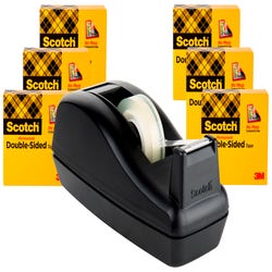 Image for Scotch Double-Sided Tape with Dispenser, 0.50 x 900 Inches, Clear, Pack of 6 from School Specialty