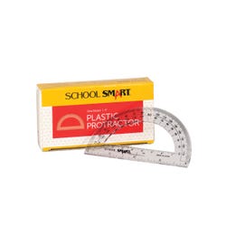 Image for School Smart Plastic Protractor 180 Degrees, 4 Inch Ruler Base, Clear, Pack of 12 from School Specialty