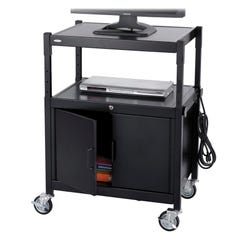 Image for Safco Adjustable AV Cart with Cabinet, 26-3/4 in W X 20-1/2 in D X 26 - 42 in H, Steel, Black, 4 Wheel from School Specialty