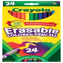 Image for Crayola Erasable Colored Pencils, Assorted, Set of 24 from School Specialty