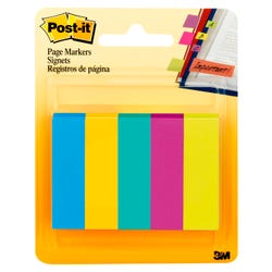 Image for Post-it Page Markers, 1/2 x 1-3/4 Inches, Assorted Ultra Colors, Pad of 100 Sheets, Pack of 5 from School Specialty