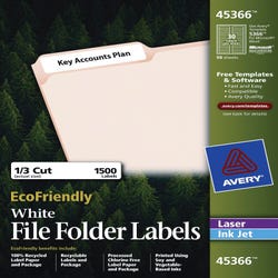 Image for Avery EcoFriendly File Folder Labels, 2/3 x 3-7/16 Inches, Pack of 1500 from School Specialty