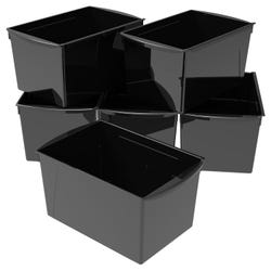 Image for Storex Interlocking Book Bins, Double Wide, 14-1/2 x 9-1/5 x 7 Inches, Black, Pack of 6 from School Specialty