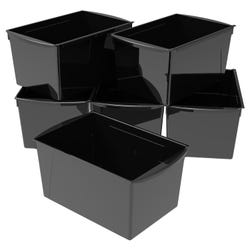 Image for Storex Interlocking Book Bins, Double Wide, 14-1/2 x 9-1/5 x 7 Inches, Black, Pack of 6 from School Specialty