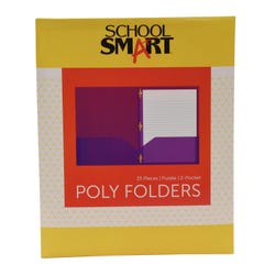 School Smart 2-Pocket Poly Folders with Fasteners, Purple, Pack of 25 Item Number 2019635