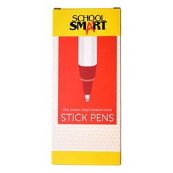 Image for School Smart Round Stick Pen, Medium Tip, Red, Pack of 12 from School Specialty
