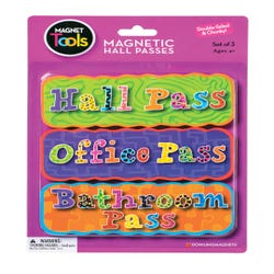 Image for Dowling Magnets Magnetic Hall Pass Set, 6 x 2-1/4 x 1/4 Inches, Set of 3 from School Specialty
