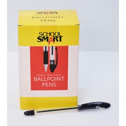 School Smart Ballpoint Pens, Medium Tip, Black, Pack of 48 1572352