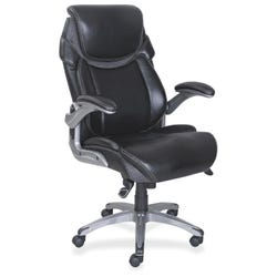 Image for Lorell Executive Bonded Leather Lumbar Foam Chair, 30 x 27-3/4 x 46-3/4 Inches, Black from School Specialty