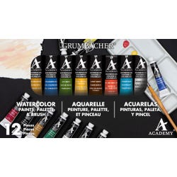 Grumbacher Academy Non-Toxic Watercolor Paint Set, 0.25 oz Tube, Assorted Colors, Set Item Number 236667
