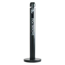 Image for Rubbermaid Freestanding Smokers Pole, 4 Dia x 41 H x 14-1/4 Inch Base, Aluminum, Black, Powder Coated from School Specialty