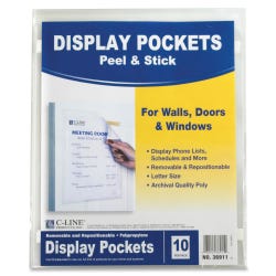 Image for C-Line Peel and Stick Display Pockets, 8-1/2 x 11 Inches, Clear, Pack of 10 from School Specialty