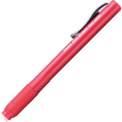 Image for Pentel Clic Pen Style Refillable Retractable Eraser with Rubber Grip and Pocket Clip, White, Red Barrel from School Specialty