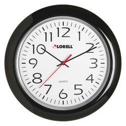 Image for Lorell Round Quartz Wall Clock, 13-1/4 Inches, White Dial/Black Frame from School Specialty