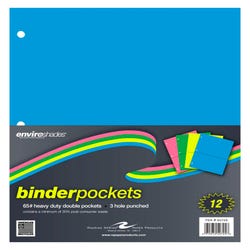 Enviroshades Binder Pockets, 9-1/4 x 11 Inches, Assorted Colors, Pack of 12, Item Number 2101422