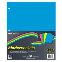 Enviroshades Binder Pockets, 9-1/4 x 11 Inches, Assorted Colors, Pack of 12, Item Number 2101422