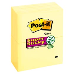 Image for Post-it Super Sticky Notes, 3 x 5 Inches, Canary Yellow, 12 Pad with 90 Sheets from School Specialty