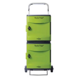 Image for Copernicus Tech Tub2 Trolley, Holds 10 Devices with Syncing USB Hub, 14-3/4 x 19-1/2 x 35-3/4 Inches, Black and Green from School Specialty
