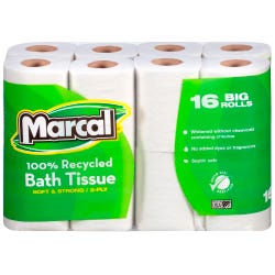 Image for Marcal Small Steps Premium Recycled Toilet Paper, 168 Sheets per Roll, 2-Ply, Pack of 96 from School Specialty